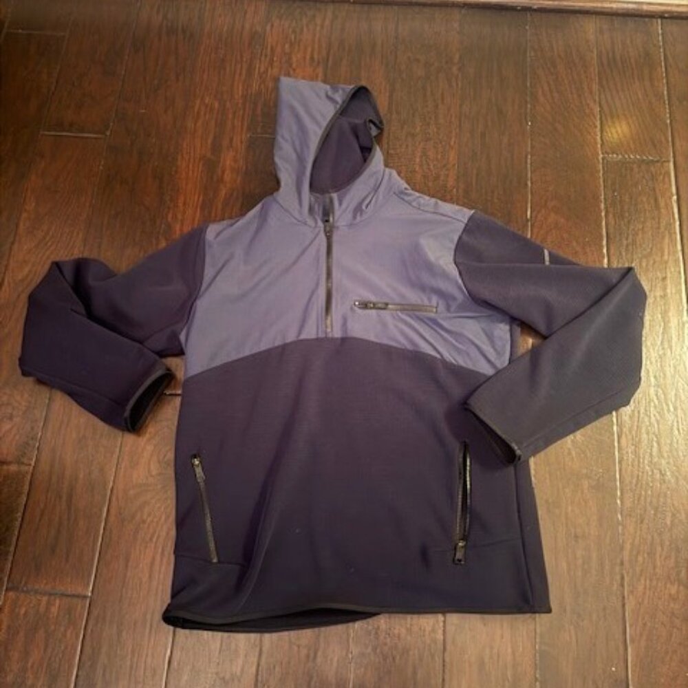 Hill City Navy Hoodie Pullover, Men's size large, excellent 1/2 1/4 zip